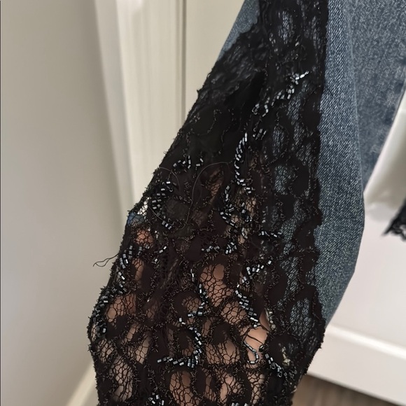 Bisou Bisou Blue and Black Flare Wide Leg Jeans - Picture 4 of 14